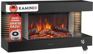 Camino elettrico Liz - Camino da parete elettrico con riscaldamento, effetto fiamma 3D, luce ambientale a LED, telecomando (nero)