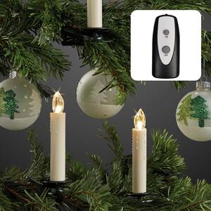 Albero candele LED 20x senza fili con telecomando gocce di cera avorio all'interno a batteria 151725