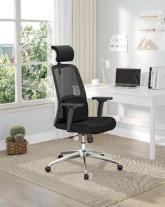 Sedia da ufficio ergonomica, colore nero - Poggiatesta e supporto lombare regolabili - Tessuto a rete - 70x70x137 cm - Adatta per adulti