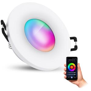 SSC-LUXon BEDA faretto da incasso per bagno IP65 piatto dimmerabile Smart incl. WiFi Lampada LED (tonalità RGB e bianco) - Spot compatibile con Alexa, Siri e Google
