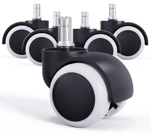 5 ruote per sedia da ufficio, 11 mm x 22 mm, colore bianco
