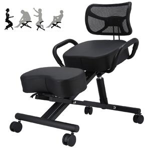 Sedia ergonomica per lavorare in posizione inginocchiata, con regolazione dell'assetto posturale e schienale traspirante