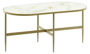 Tavolino Elisenda in vetro bianco e struttura in acciaio finitura oro 100 x 50 cm