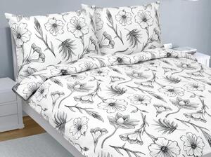 Set di lenzuola in crêpe: 1 lenzuolo matrimoniale 240x220 cm, 2 federe 70x90 cm. Colori: bianco, grigio