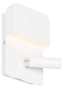 Lampada da parete moderna bianca con LED con USB e lampada da lettura - Robin