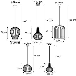 Set di 5 lampade a sospensione di design nere e oro - WIRES