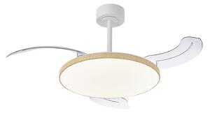 Ventilatore da soffitto LED Slim Mini bianco/legno DC silenzioso - Mantra Mantra Iluminación, Slim Mini, dimmerabile, Bianco, Soggiorno, Metallo, Moderno