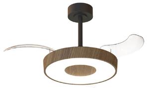 Ventilatore da soffitto LED Coin Mini legno/nero - Mantra Mantra Iluminación, Coin Mini, dimmerabile, Legno, Soggiorno, Metallo, Moderno