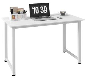 HOMCOM Scrivania per Computer con Piedini Regolabili in Truciolato e Acciaio, 120x60x76 cm, Bianco