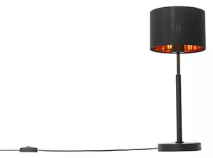 Lampada da tavolo moderna con paralume in tessuto nero e oro - VT 1