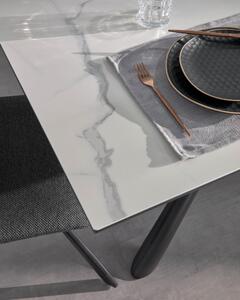 Tavolo allungabile Theone porcellanato bianco gambe acciaio finitura nera 160 (210)x90 cm