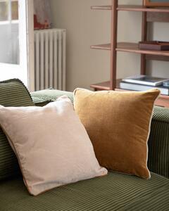 Fodera cuscino Kelaia 100% cotone velluto a coste beige e bordi marroni 45 x 45 cm