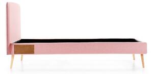 Letto Dyla sfoderabile rosa, con gambe in faggio massiccio per materasso da 90 x 190 cm
