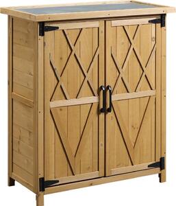 VivaGarden Armadietto da Esterno / Balcone in Legno 2 Ante Dimensioni 75x40x90 cm colore Giallo