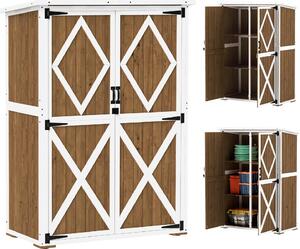 VivaGarden Armadio da Esterno / Balcone in Legno 2 Ante Dimensioni 116.5x57x159 cm colore Marrone/Bianco
