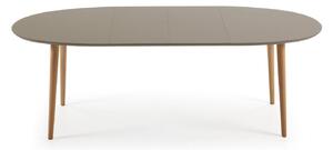 Tavolo allungabile ovale MDF laccato marrone Oqui gambe massello di faggio 140(220) x 90cm