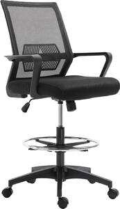 Icon Space Sedia da Ufficio Ergonomica Regolabile in Tessuto a Rete con Braccioli e Anello Poggiapiedi 64x59x104-124 cm colore Nero
