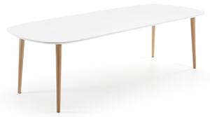Tavolo allungabile Oqui MDF laccato bianco, gambe in massello di faggio 160(260)x 100cm