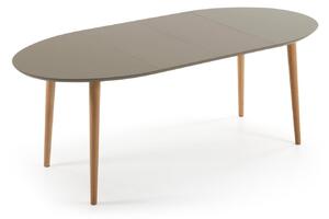 Tavolo ovale allungabile MDF laccato marrone Oqui gambe massello di faggio 120(200) x 90cm