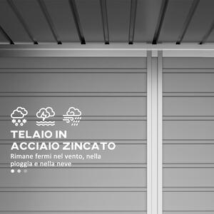 Outsunny Capanno Porta Attrezzi con Ripiani Regolabili e Chiavistello, in Acciaio Zincato, 249x121x183 cm, Grigio