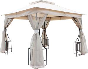 VivaGarden Gazebo Giardino 3x3 mt in Poliestere/Acciaio con Doppio Tetto colore Ecr - Liegi
