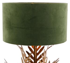 Lampada da tavolo vintage oro paralume in velluto verde 35 cm - BOTANICA