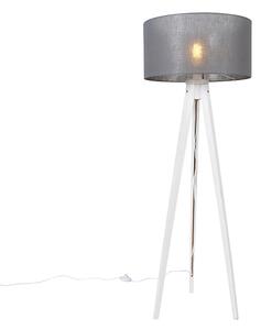 Lampada da terra treppiede bianca paralume grigio 50 cm - TRIPOD CLASSIC