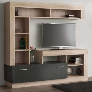 DecHome Parete Attrezzata Moderna Dimensioni 170x42x170 cm colore Antracite/Quercia - Messico
