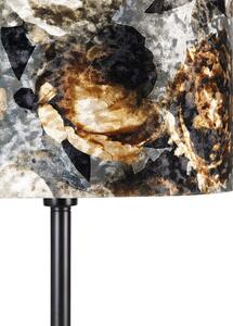 Lampada da terra classica con paralume in tessuto nero fiori 40 cm - SIMPLO