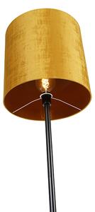 Lampada da terra classica nera paralume oro 40 cm - SIMPLO