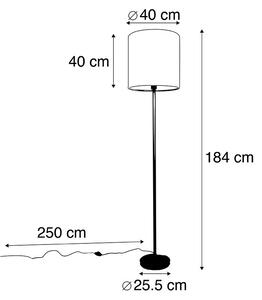 Lampada da terra classica nera paralume marrone 40 cm - SIMPLO