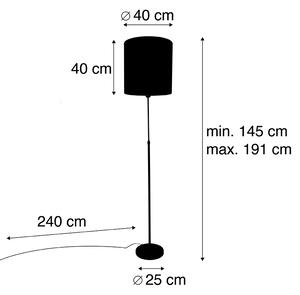 Lampada da terra nera stampa pavone paralume 40cm regolabile - PARTE