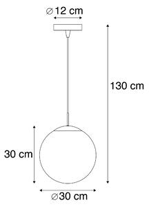 Lampada a sospensione Art Déco rame con vetro trasparente 30 cm - BALL 30