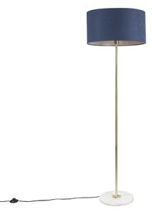 Lampada da terra in ottone paralume blu 50cm - KASO