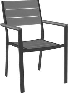 VivaGarden Sedia da Giardino Impilabile in Polywood e Alluminio 58x58x89h cm colore Antracite - Confucio