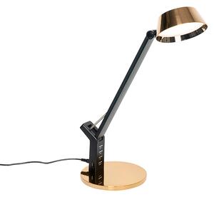 Lampada da tavolo nera ottone LED con USB - EDWARD
