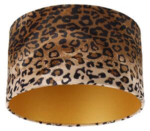 Paralume in velour design leopardato 35/35/20 interno oro