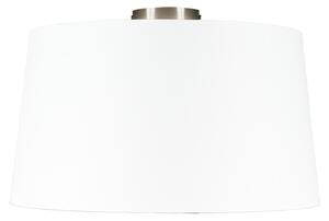 Plafoniera moderna in acciaio 45cm paralume bianco - COMBI