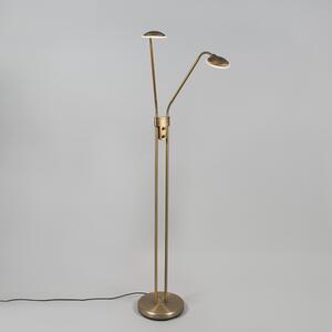 Lampada da terra moderna in bronzo con lampada da lettura inclusa LED - Eva