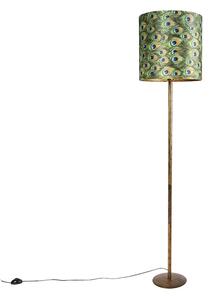 Lampada da terra vintage oro paralume pavone 40 cm - SIMPLO