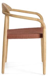 Sedia Nina in legno massello di acacia e corda color terracotta