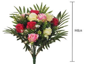 Set 2 Bouquet Artificiale di Rose in Boccio Altezza 48 cm Rosa