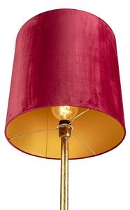 Lampada da terra oro paralume rosso 40 cm - SEMPLO