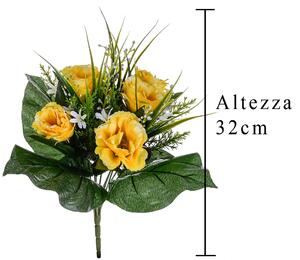 Set 3 Bouquet Artificiali di Lisiantus Altezza 32 cm Giallo