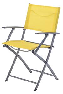 Sedia da giardino senza cuscino Emys NATERIAL pieghevole con braccioli in acciaio con seduta in textilene giallo / dorato