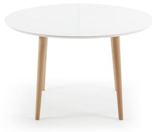 Tavolo ovale allungabile Oqui MDF laccato bianco gambe massello di faggio 120 (200) x 90cm