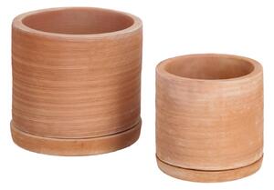 Set Karlina di 2 vasi con piattino in terracotta Ø 33 cm / Ø 24 cm