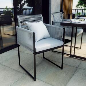 Set tavolo e sedie Compass NATERIAL in acciaio con cuscini in poliestere per 4 persone, grigio / argento