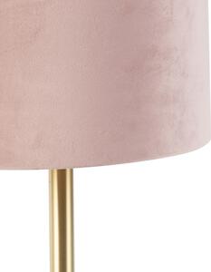 Lampada da tavolo ottone paralume rosa 25 cm - SIMPLO