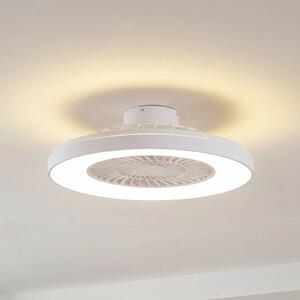 Ventilatore da soffitto LED Lindby Teleo, Ø 58 cm, bianco, alimentazione CC, Teleo Lindby, dimmerabile, Bianco / Opale, Soggiorno / Sala da pranzo, Plastica, Moderno